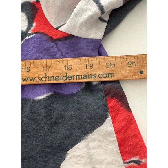 Yushi Tunic Top Size S Red Gray Lagenlook Flowy Artsy Wire Collar Lightweight - Picture 12 of 16